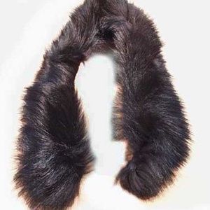 COLLAR, FOX FUR, TAG ON NEW, BLACK, 21 x 4 INCHES, FULL SATIN LINING, SOFT THICK